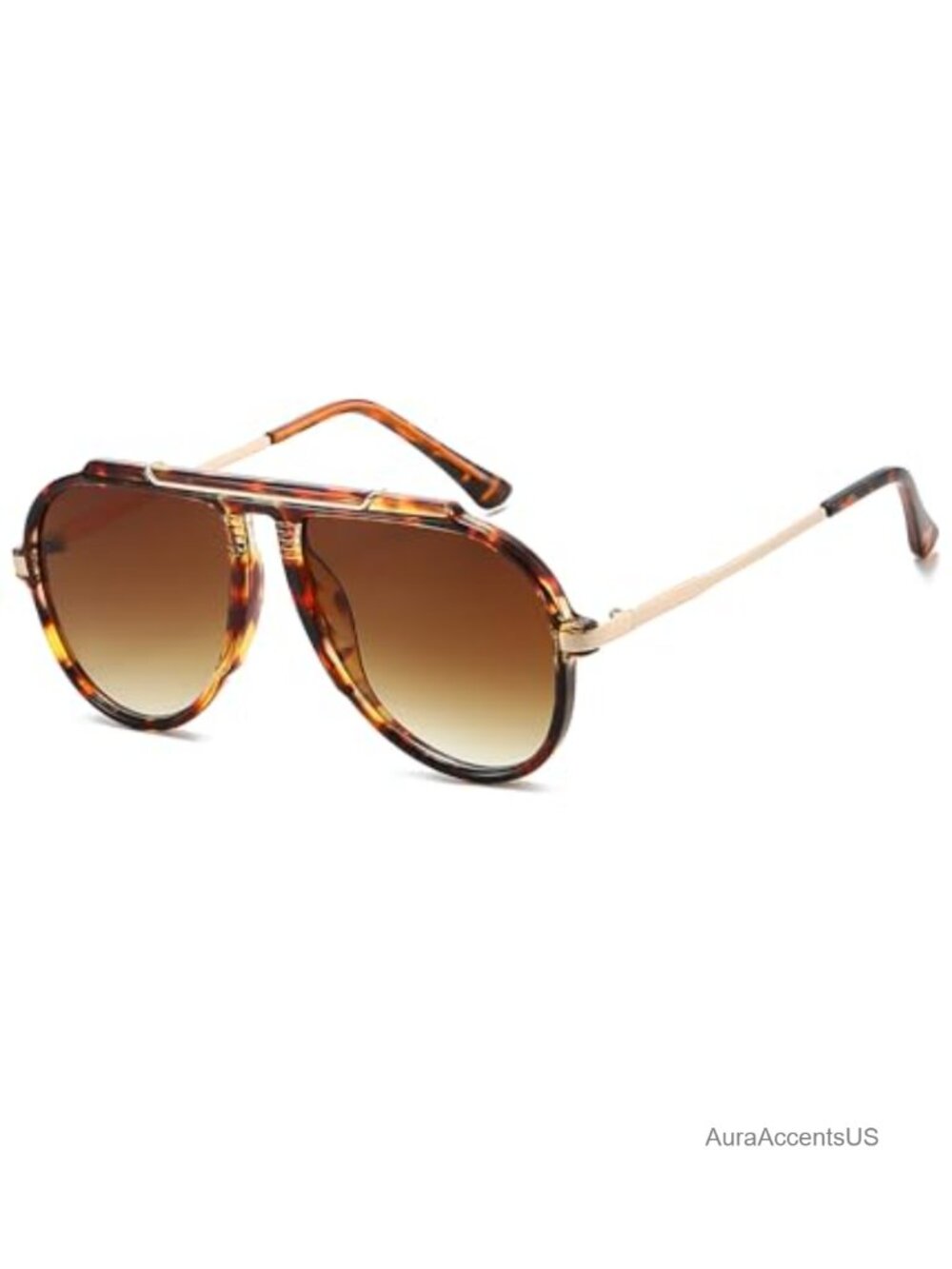 Oversized Retro Aviator Sunglasses 70s Trendy Gold Metal Pilot Shades